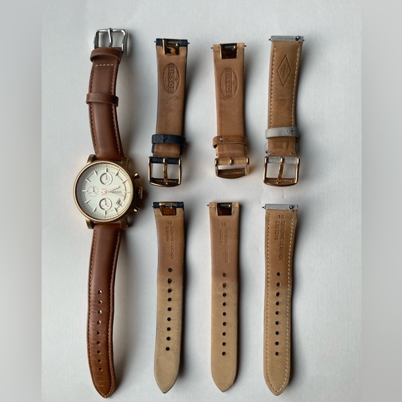 Fossil Rose Gold Chronograph Watch + leather bands - Picture 11 of 16